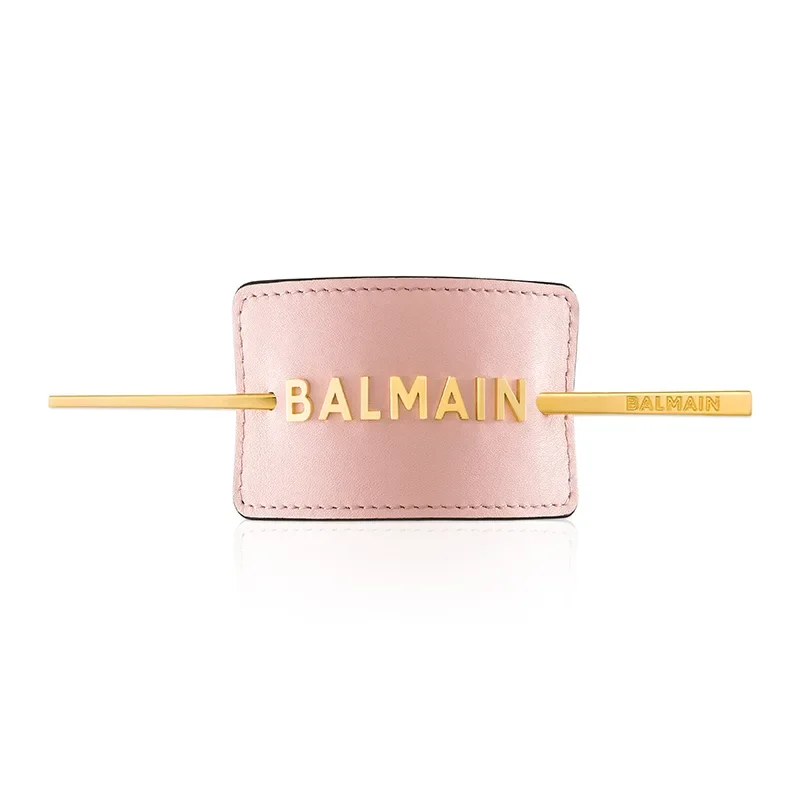 BalmainHair_Accessories_HairBarrette_LimitedEdition_SpringSummer20_PastelPink_GoldLogo_800x800