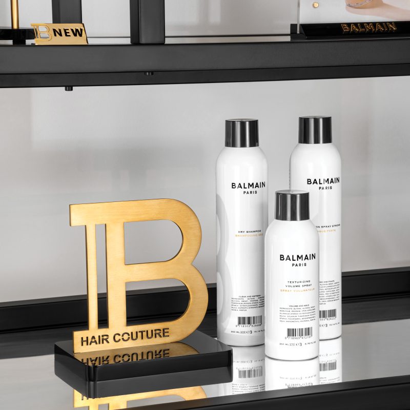 BalmainHair Interior Display with Golden Balmain B logo element 01